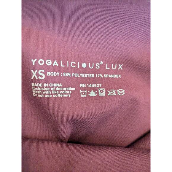 Yogalicious Lux Ex Small Women’s Yoga Leggings Pomegranate Euc $78 Soft - Picture 7 of 7